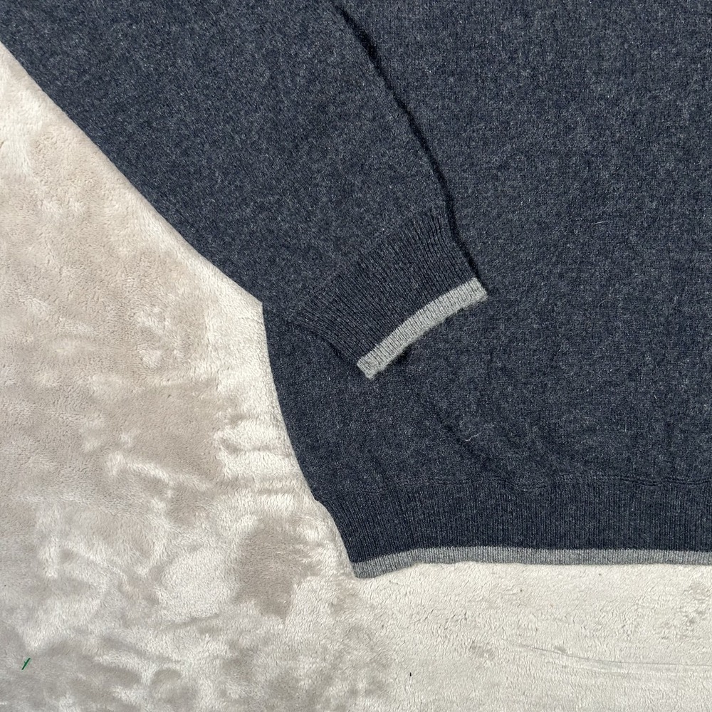 Hammacher Schlemmer Washable Cashmere Sweater Mens XL Navy Blue Preppy Crewneck - Picture 5 of 12